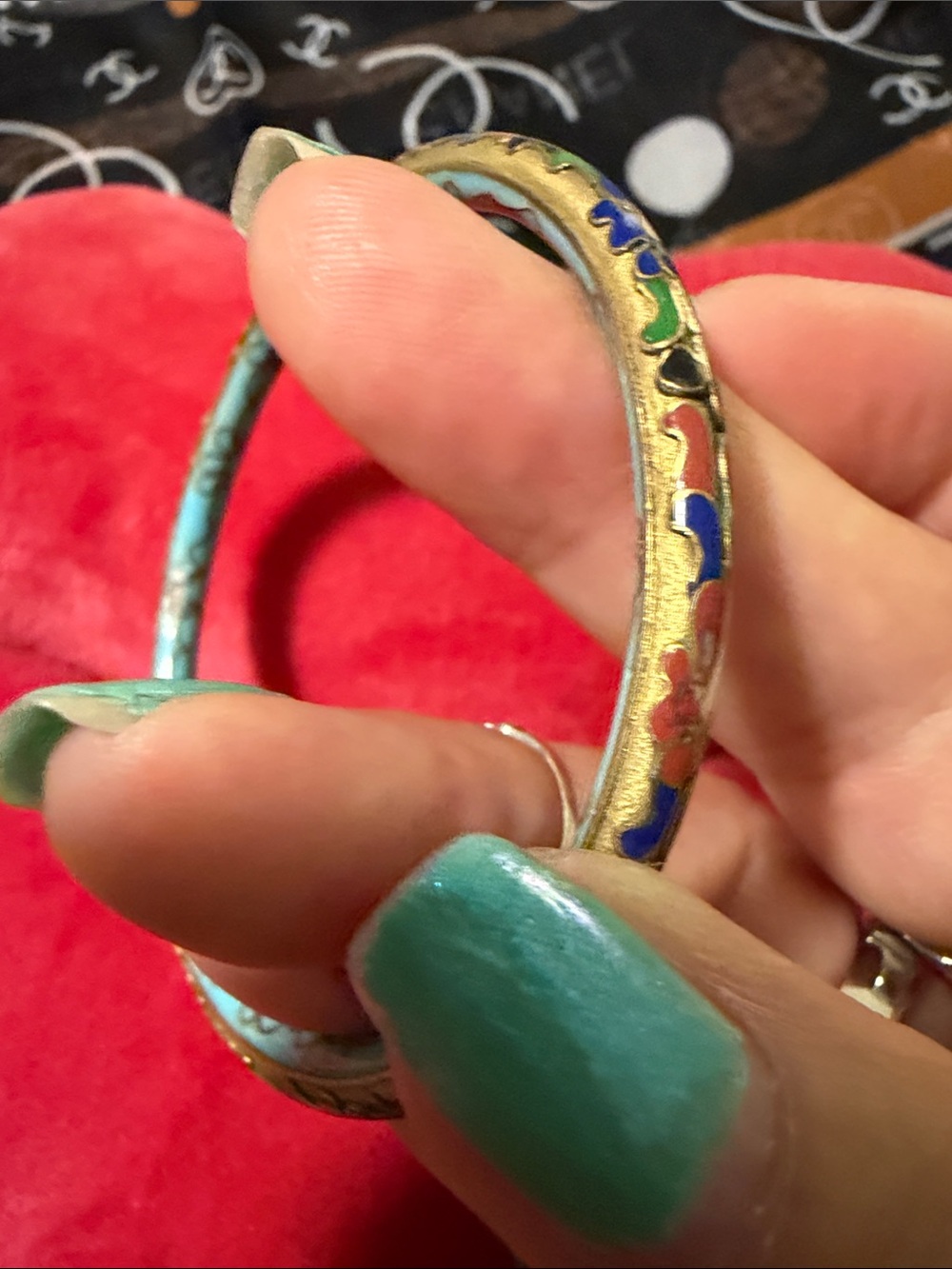 Enamel Cloisonné Floral Bangle Bracelet in Multicolor - Picture 4 of 9
